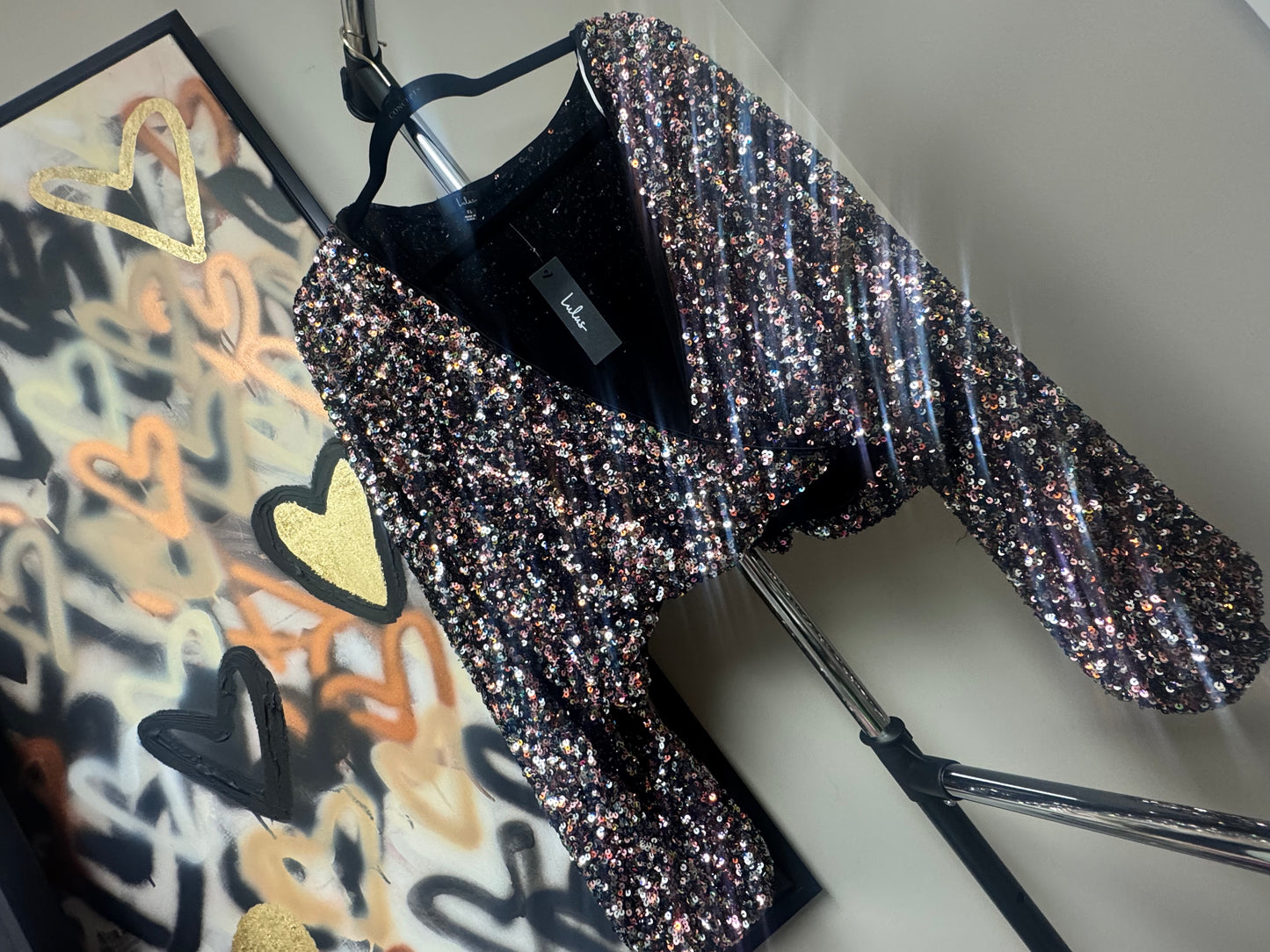 Sequin V-neck top